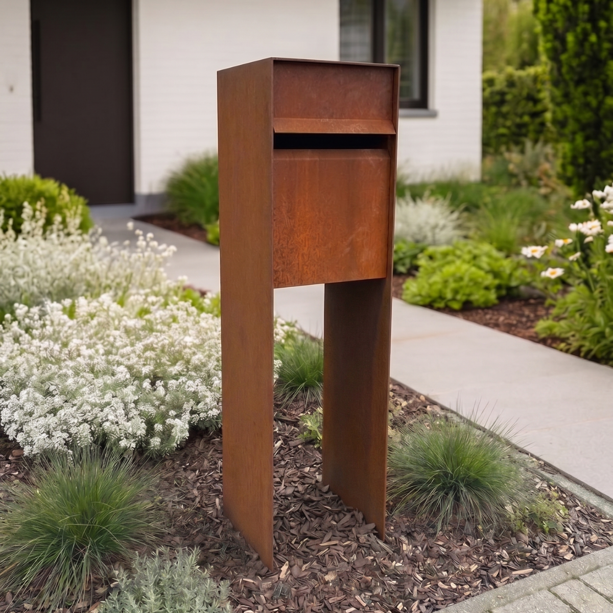 Cortenstaal brievenbus POSTINO 1 35 x 35 x 115 cm