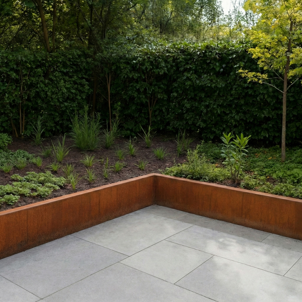 Cortenstaal keerwand binnenhoek SEGMENTA 50 x 20 x 50 cm