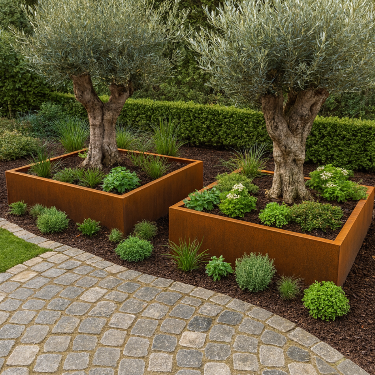 Cortenstaal plantenbak CORTEA 100 x 100 x 40 cm