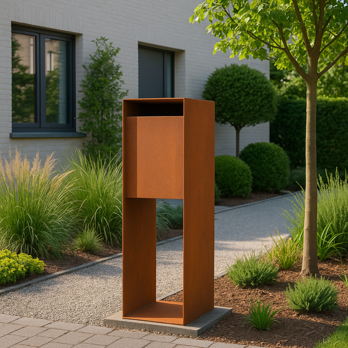 Cortenstaal brievenbus POSTINO 1 35 x 35 x 115 cm