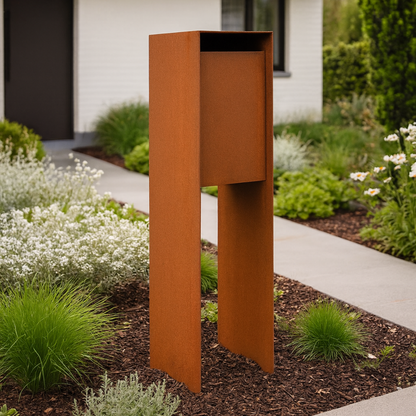 Cortenstaal brievenbus POSTINO 1 35 x 35 x 115 cm