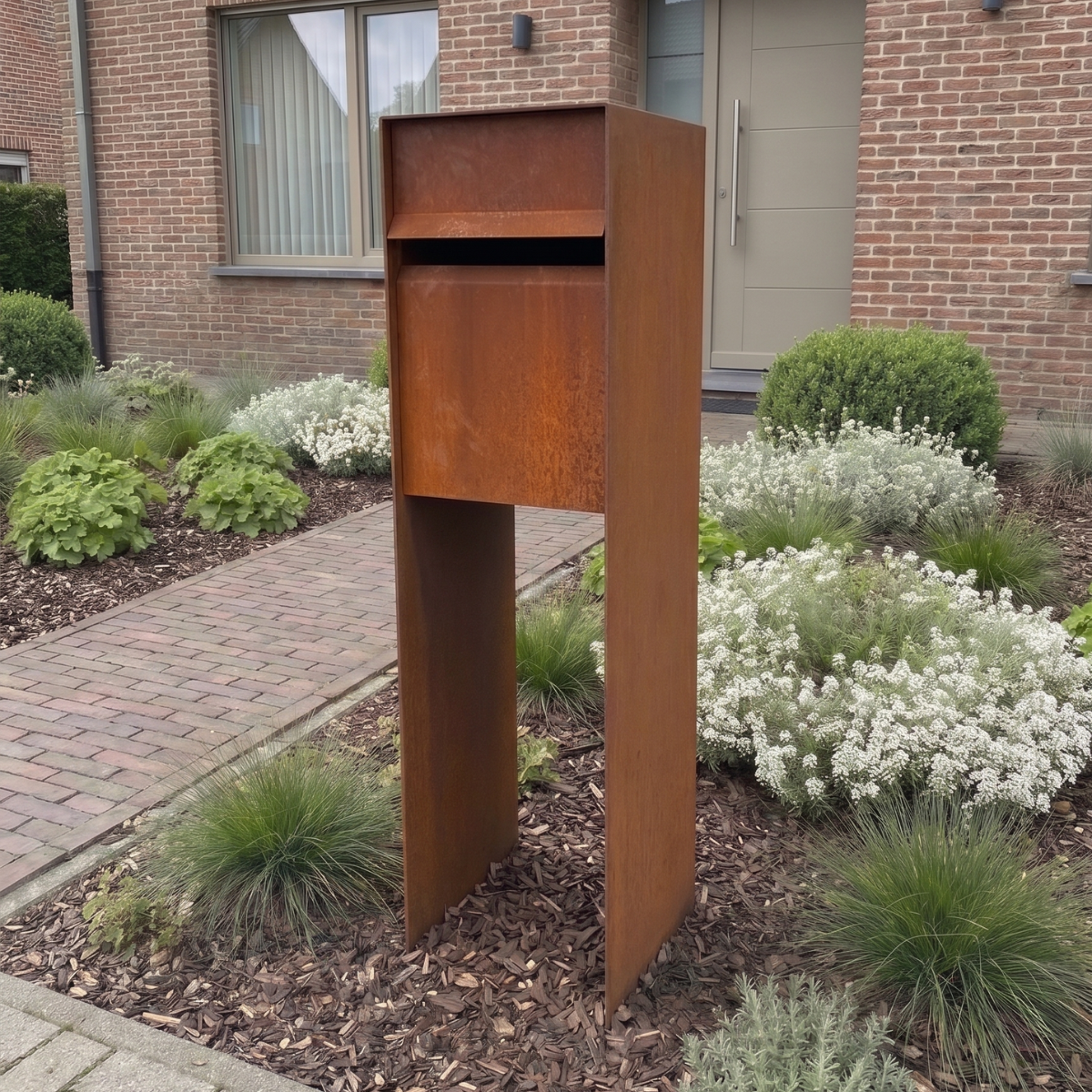 Cortenstaal brievenbus POSTINO 1 35 x 35 x 115 cm