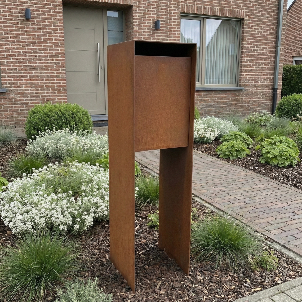Cortenstaal brievenbus POSTINO 1 35 x 35 x 115 cm