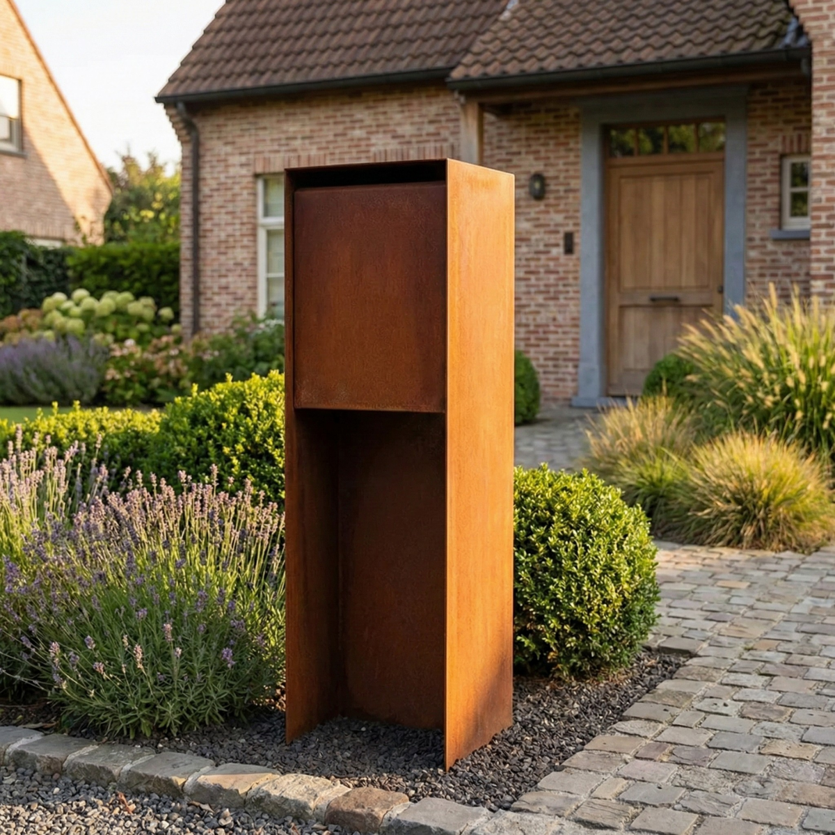 Cortenstaal brievenbus POSTINO 2 35 x 35 x 115 cm