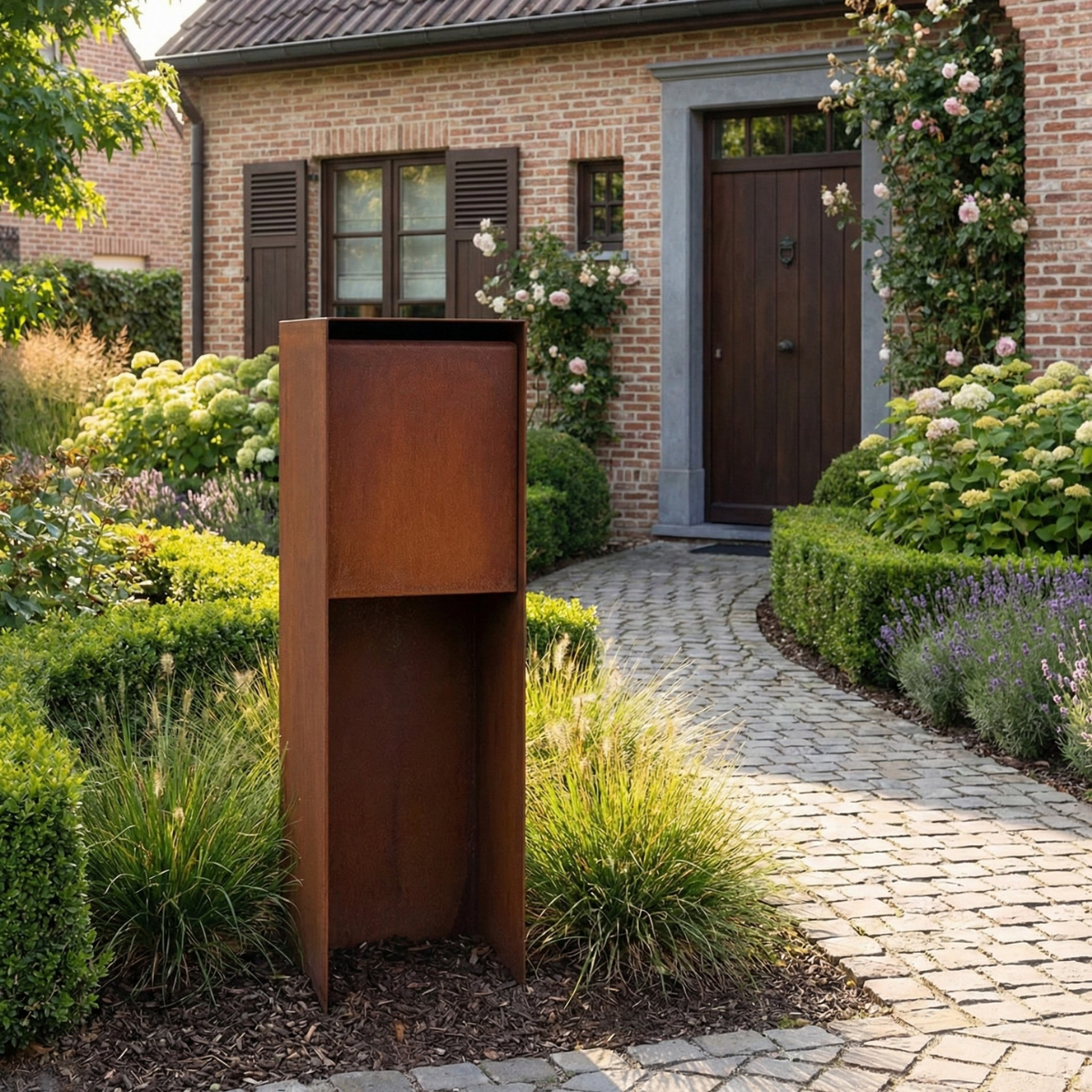 Cortenstaal brievenbus POSTINO 2 35 x 35 x 115 cm