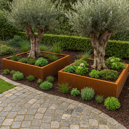 Cortenstaal plantenbak CORTEA 100 x 100 x 40 cm