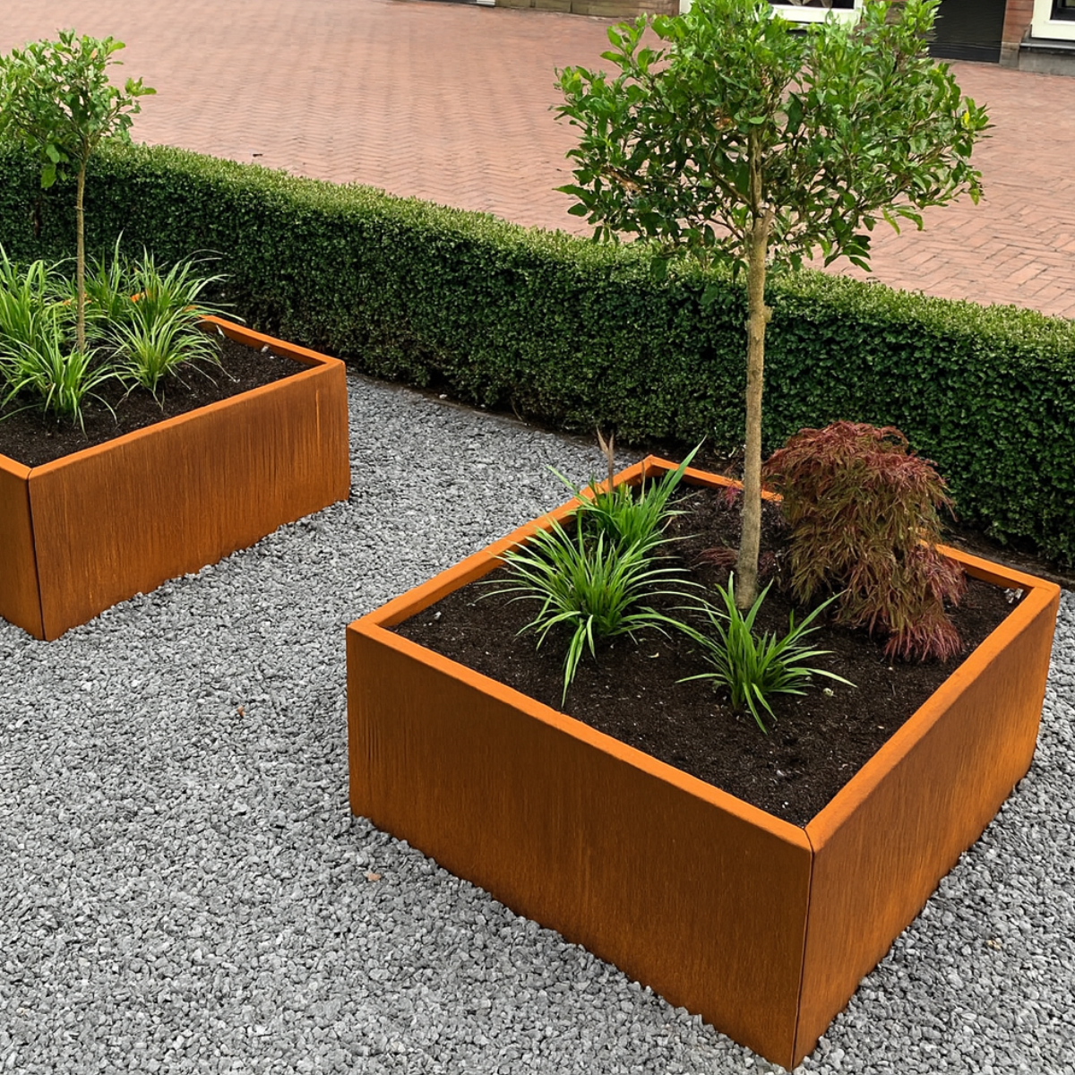 Cortenstaal plantenbak CORTEA 80 x 80 x 40 cm