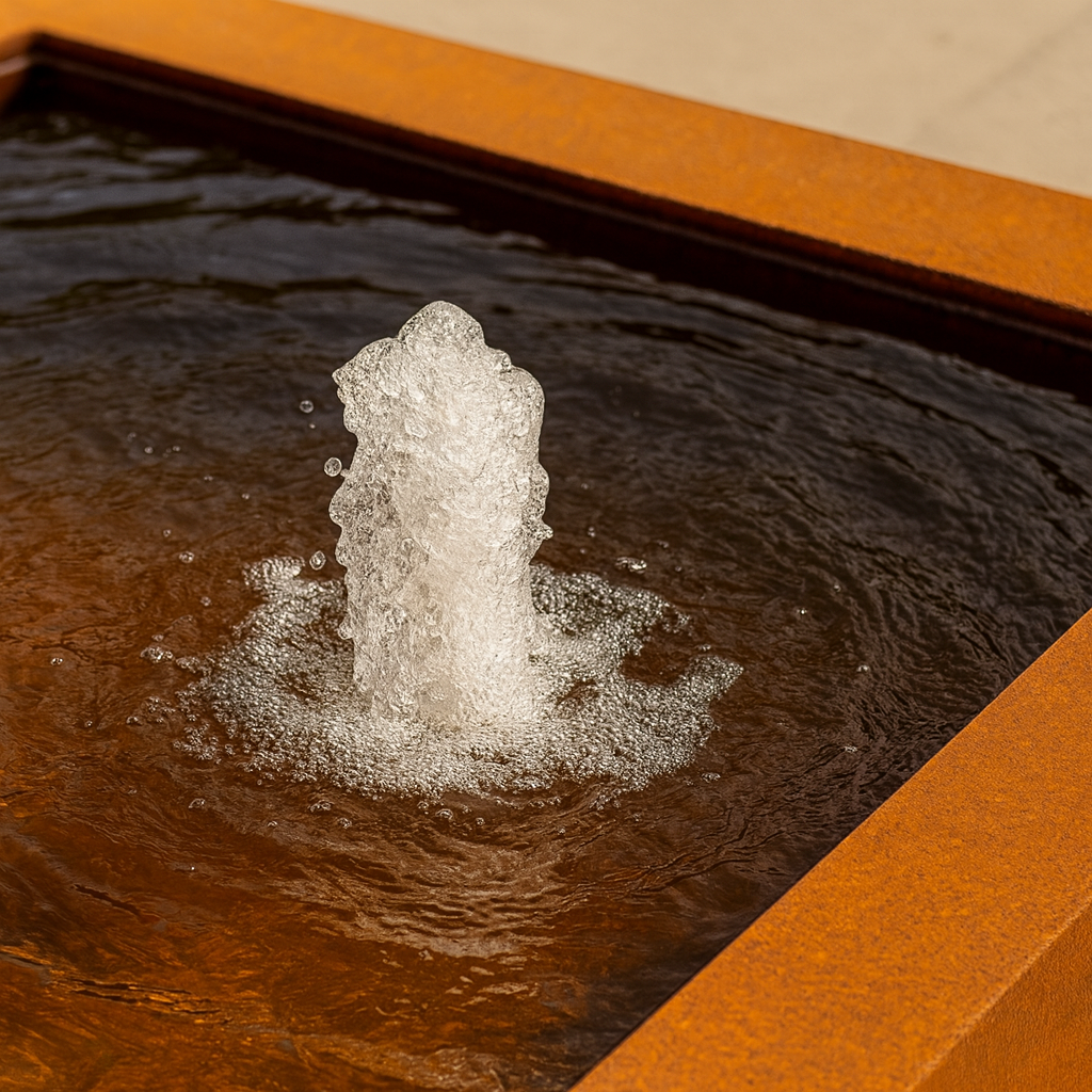 Cortenstaal watertafel LUMINIS 80 x 80 x 40 cm